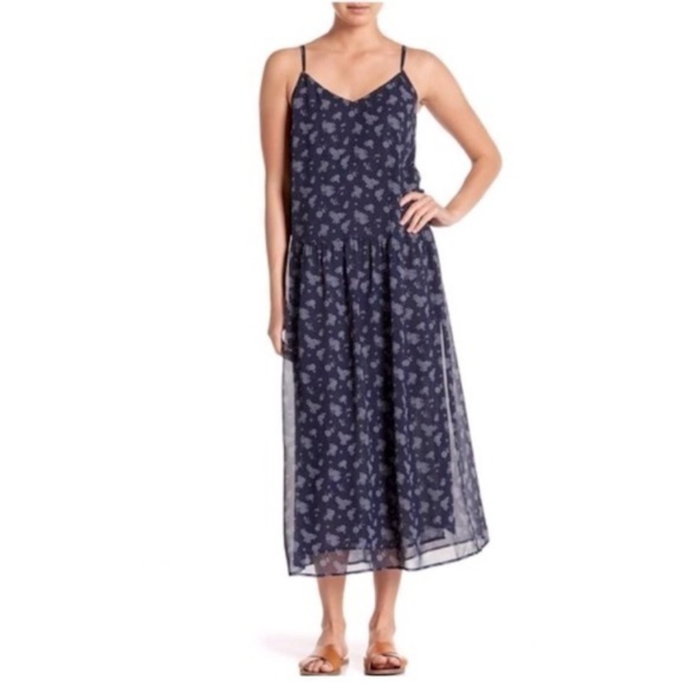 Vince Floral Print Silk Slip Dress